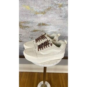 Vans Old Skool Shoes Womens Size 8.5 Beige Suede Platform Low Top Skate Sneakers